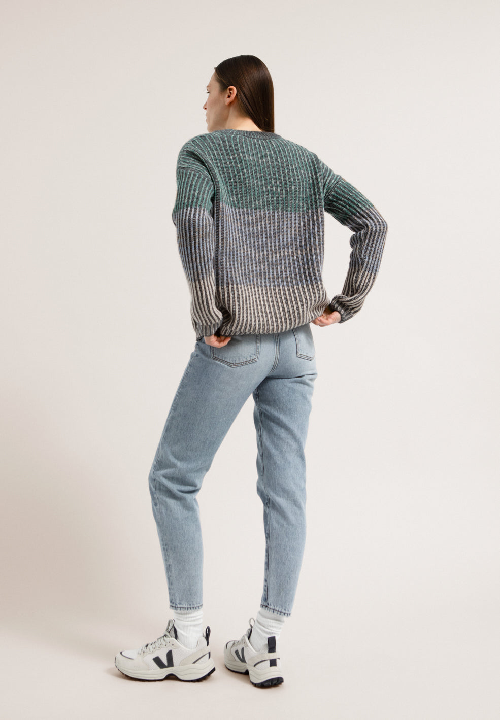 Pull multicolore en coton bio et laine bio - ARYAA MOULINE
