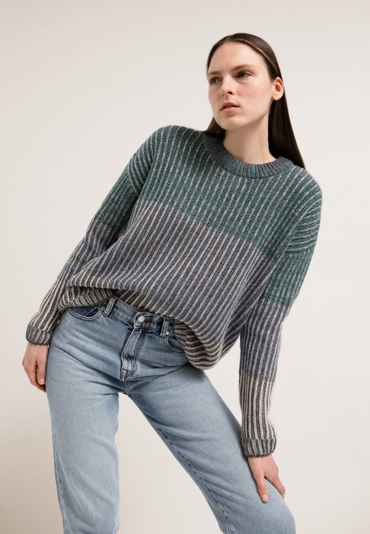 Pull multicolore en coton bio et laine bio - ARYAA MOULINE