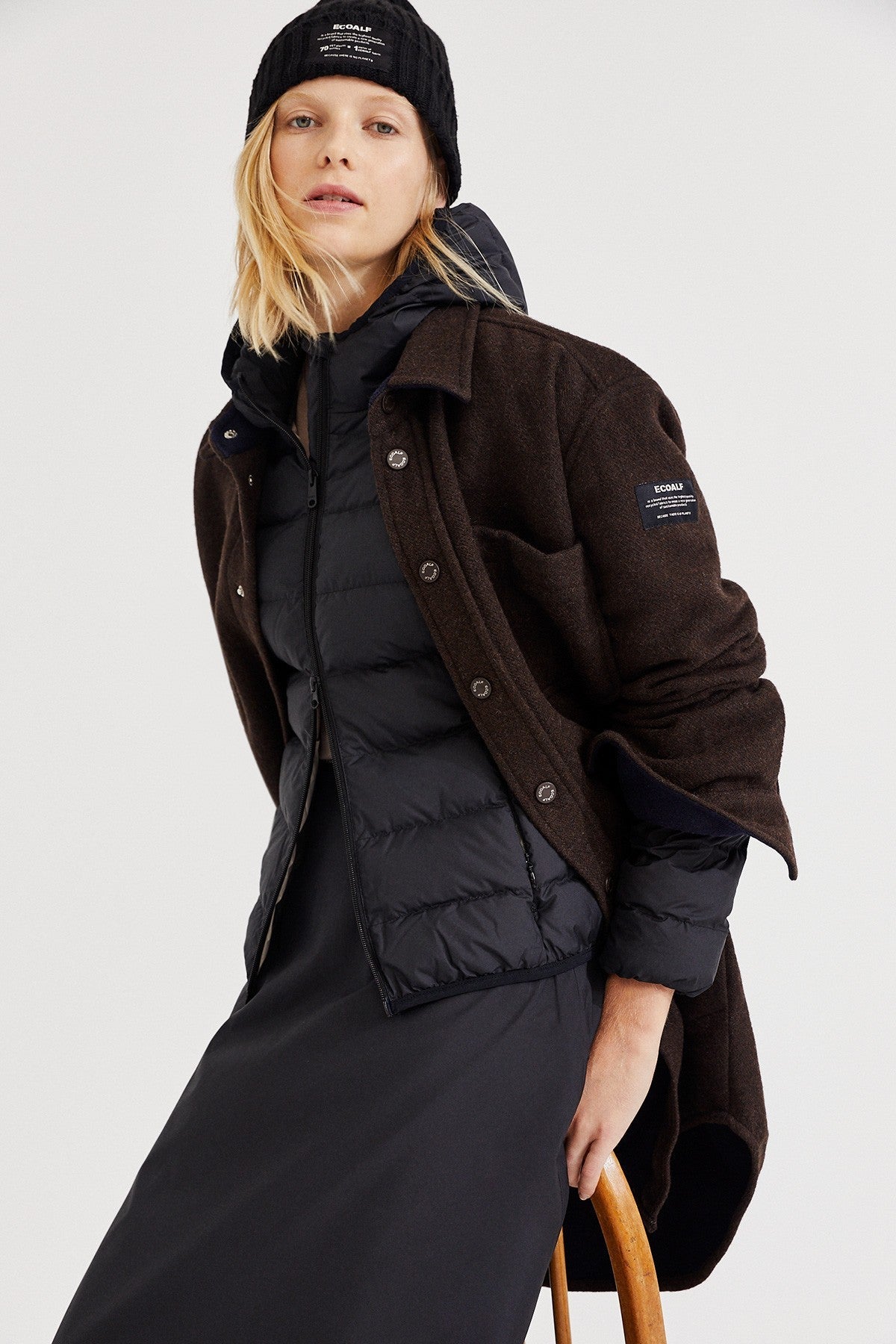 Doudoune matelassée à capuche noire recyclée - ASP JACKET