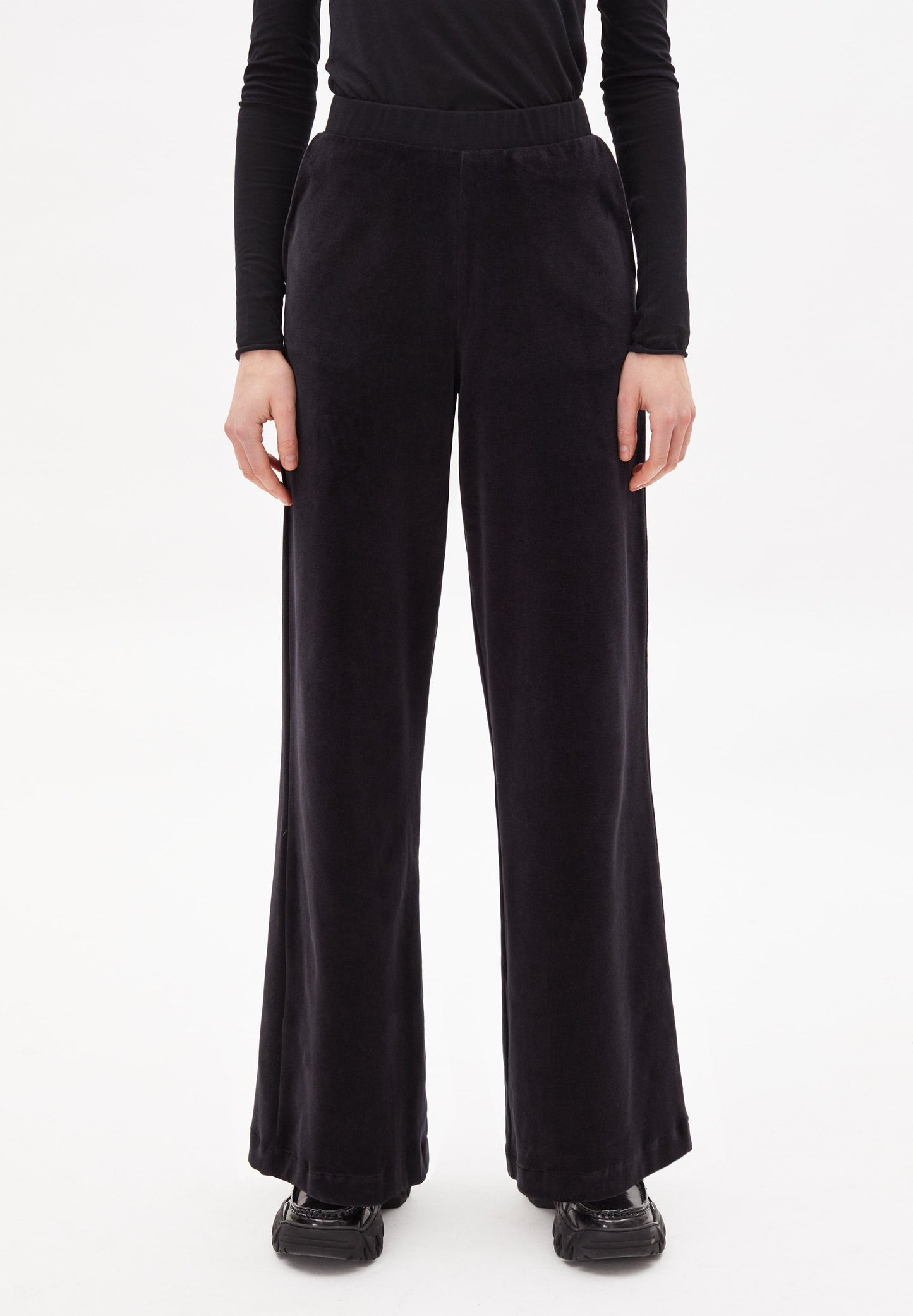 Pantalon ample noir velours en coton bio - asteyaa black