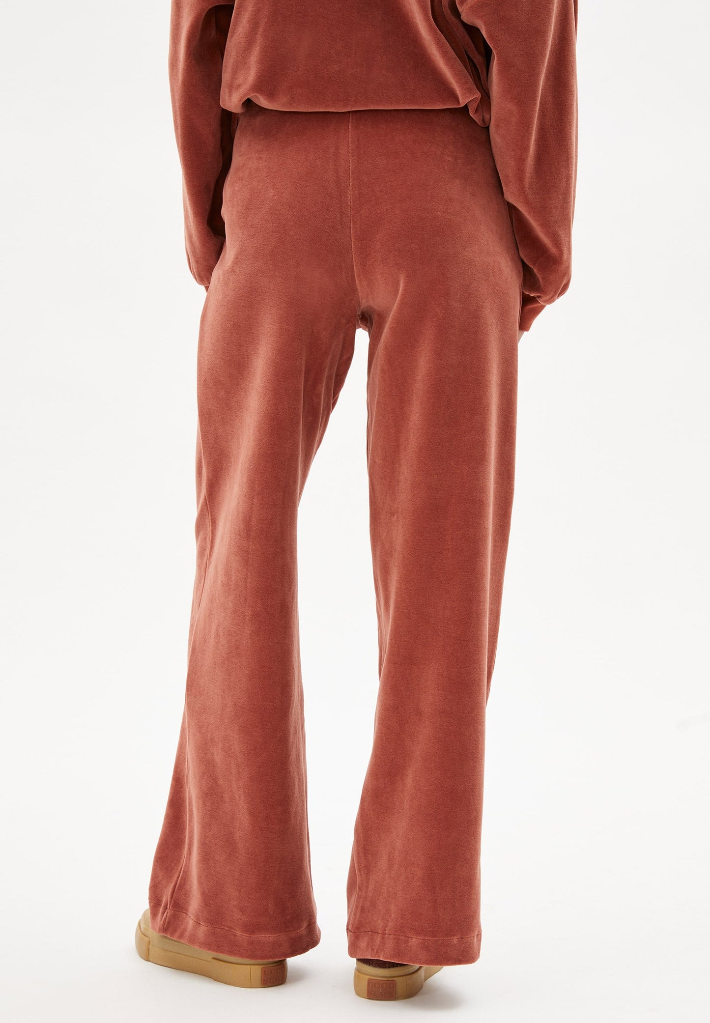 Pantalon ample velours vieux rose en coton bio - asteyaa copper glow