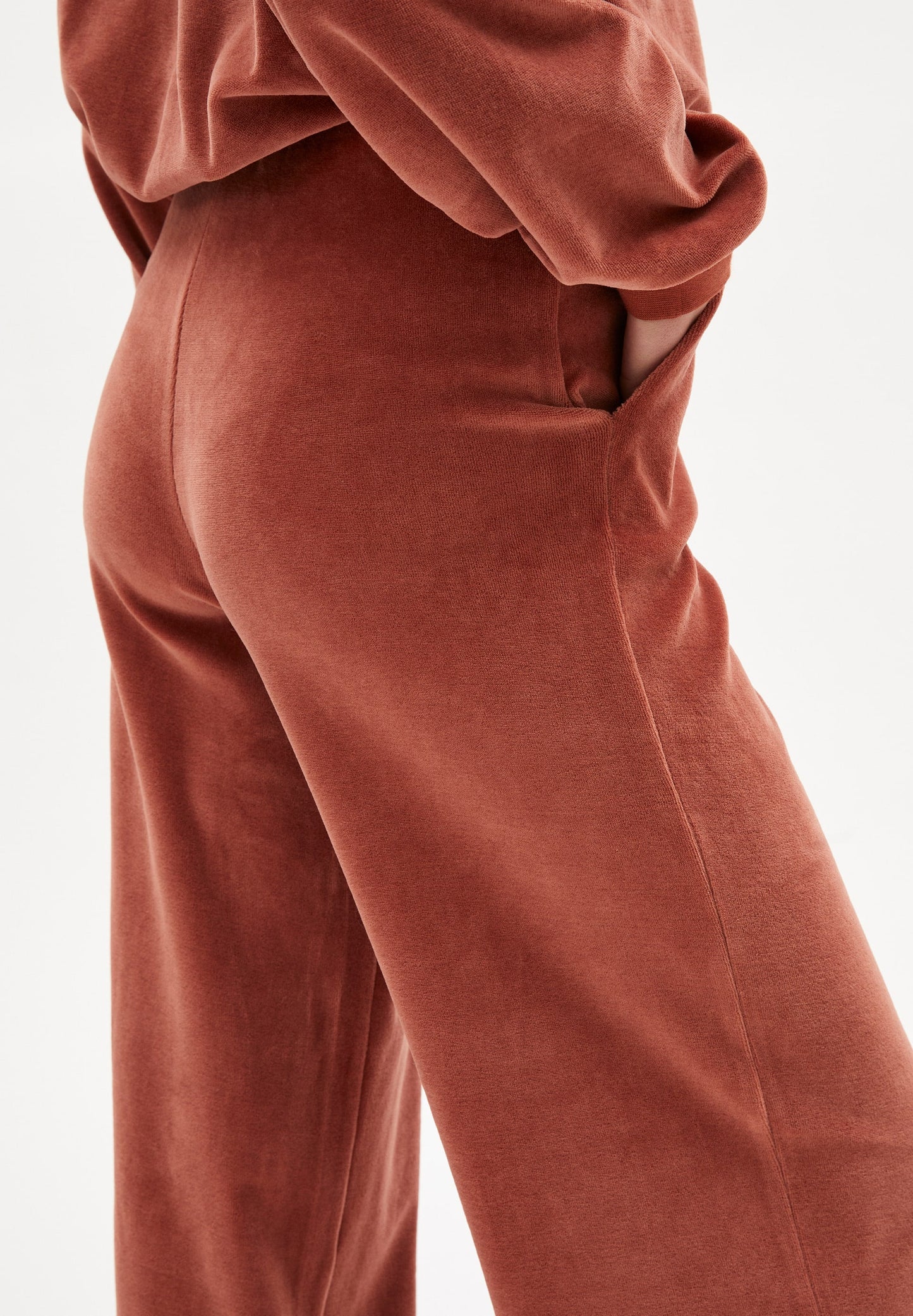 Pantalon ample velours vieux rose en coton bio - asteyaa copper glow