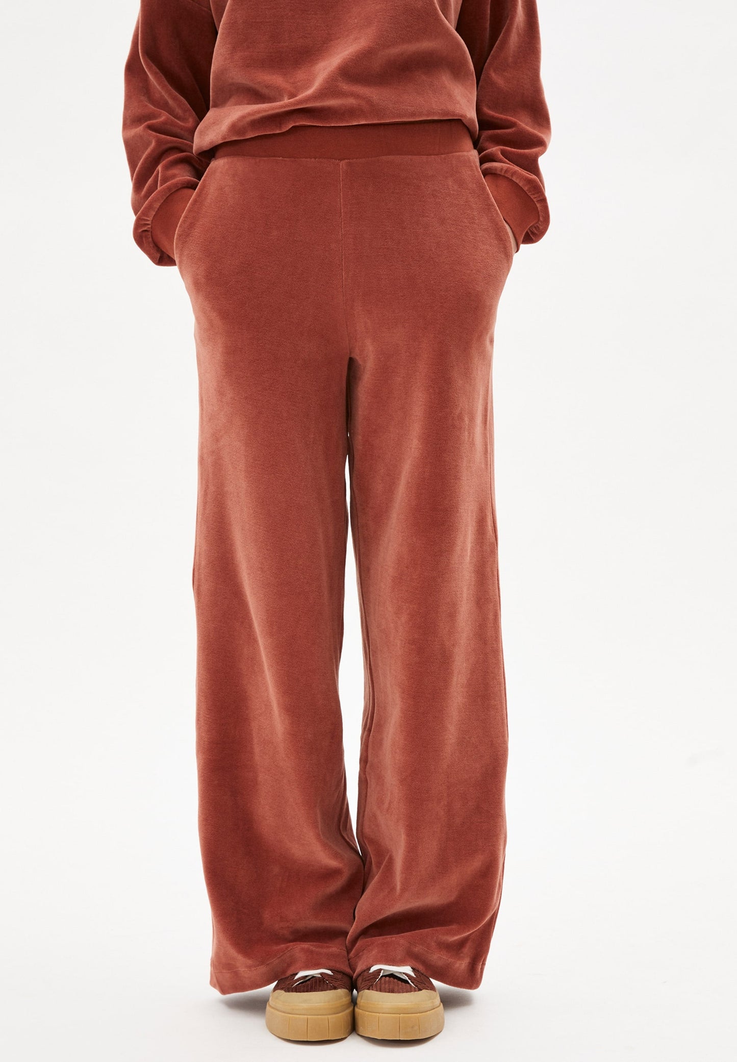 Pantalon ample velours vieux rose en coton bio - asteyaa copper glow