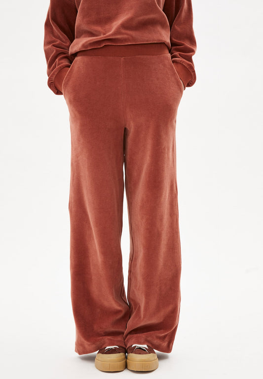 Pantalon ample velours vieux rose en coton bio - asteyaa copper glow