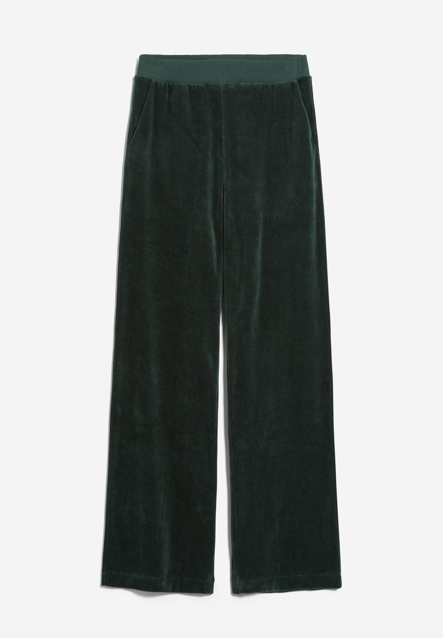 Pantalon ample en velours vert foncé en coton bio - asteyaa dark scarab
