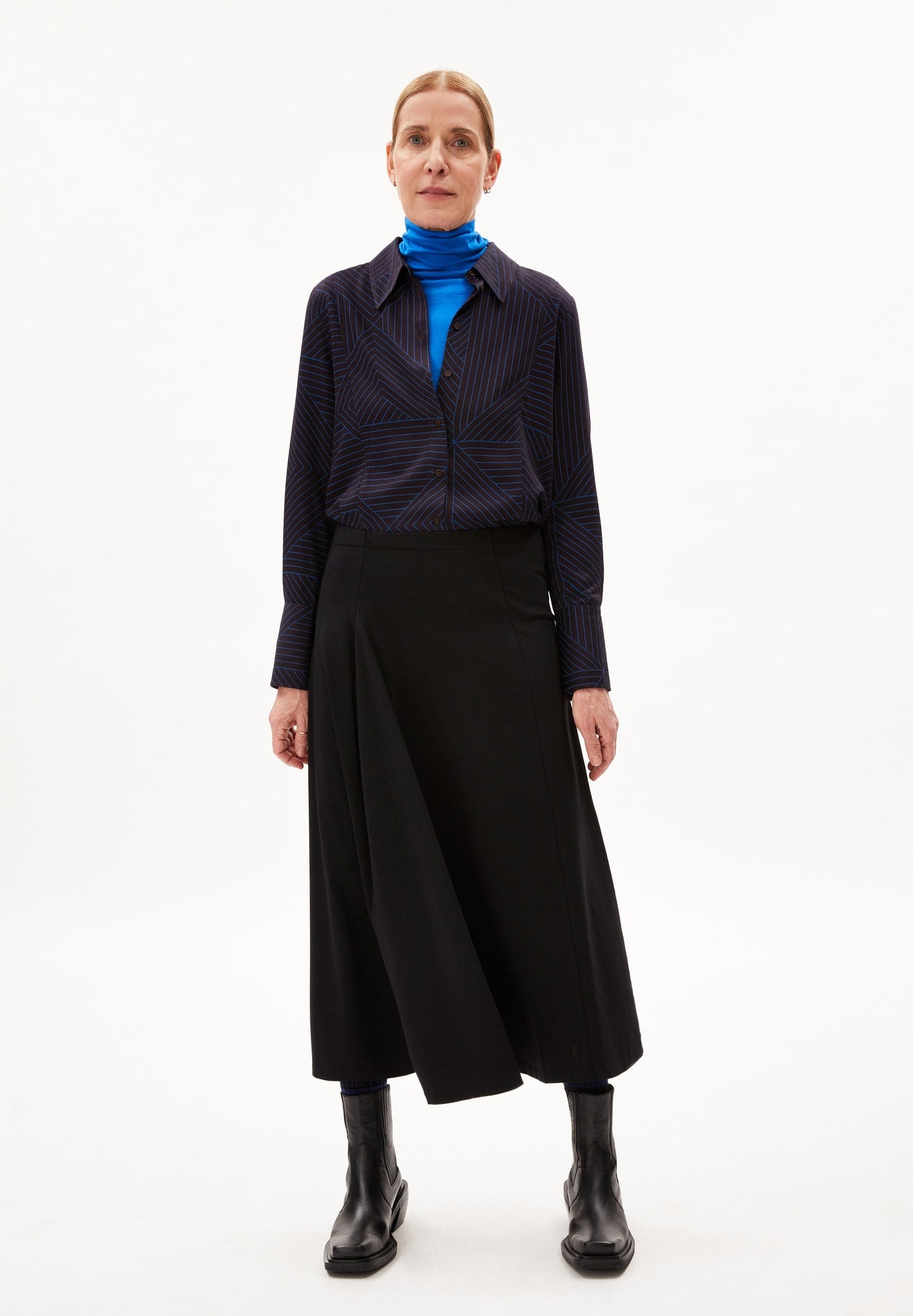 Jupe midi en coton bio | noir "avaa lou black"