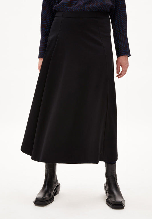 Jupe midi en coton bio | noir "avaa lou black"
