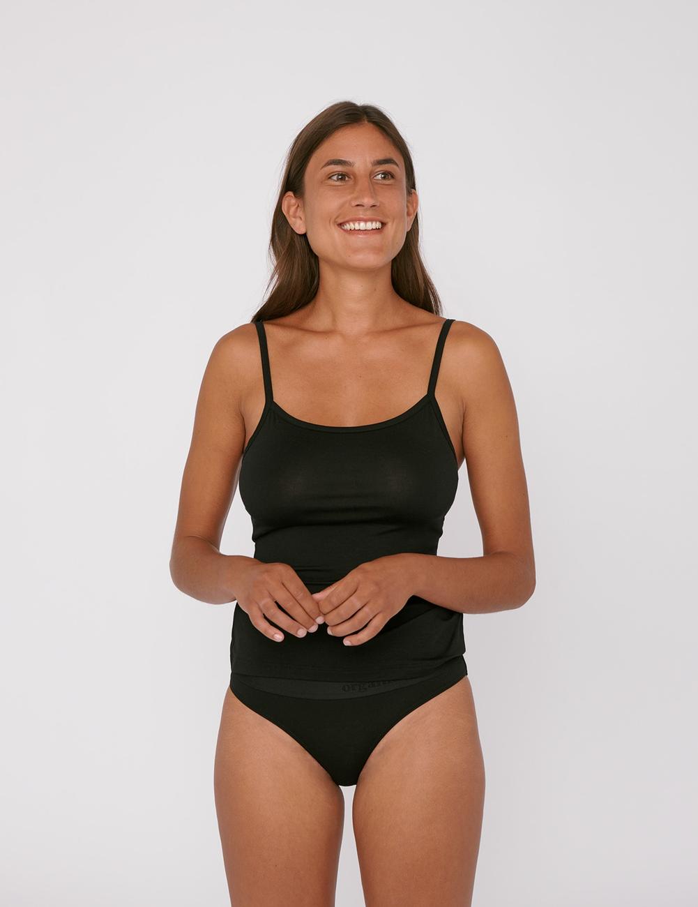 Débardeur à fines bretelles en tencel | noir "black"