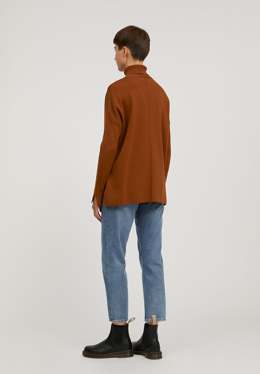 Pull ample à col roulé terracotta en coton bio - Ayakaa