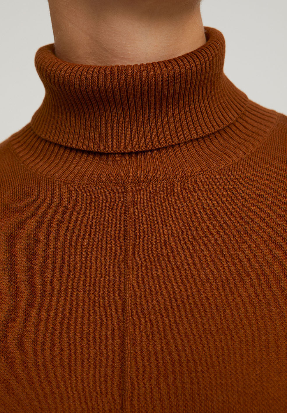 Pull ample à col roulé terracotta en coton bio - Ayakaa
