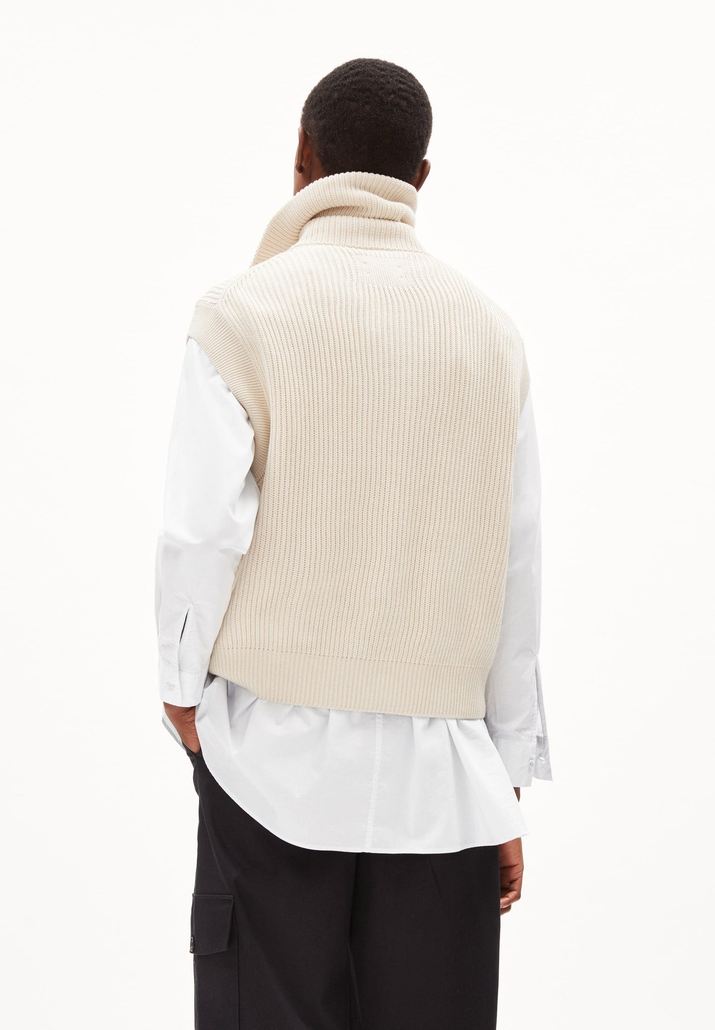Pull col zippé sans manches  en coton bio | écru "aylaa undyed"