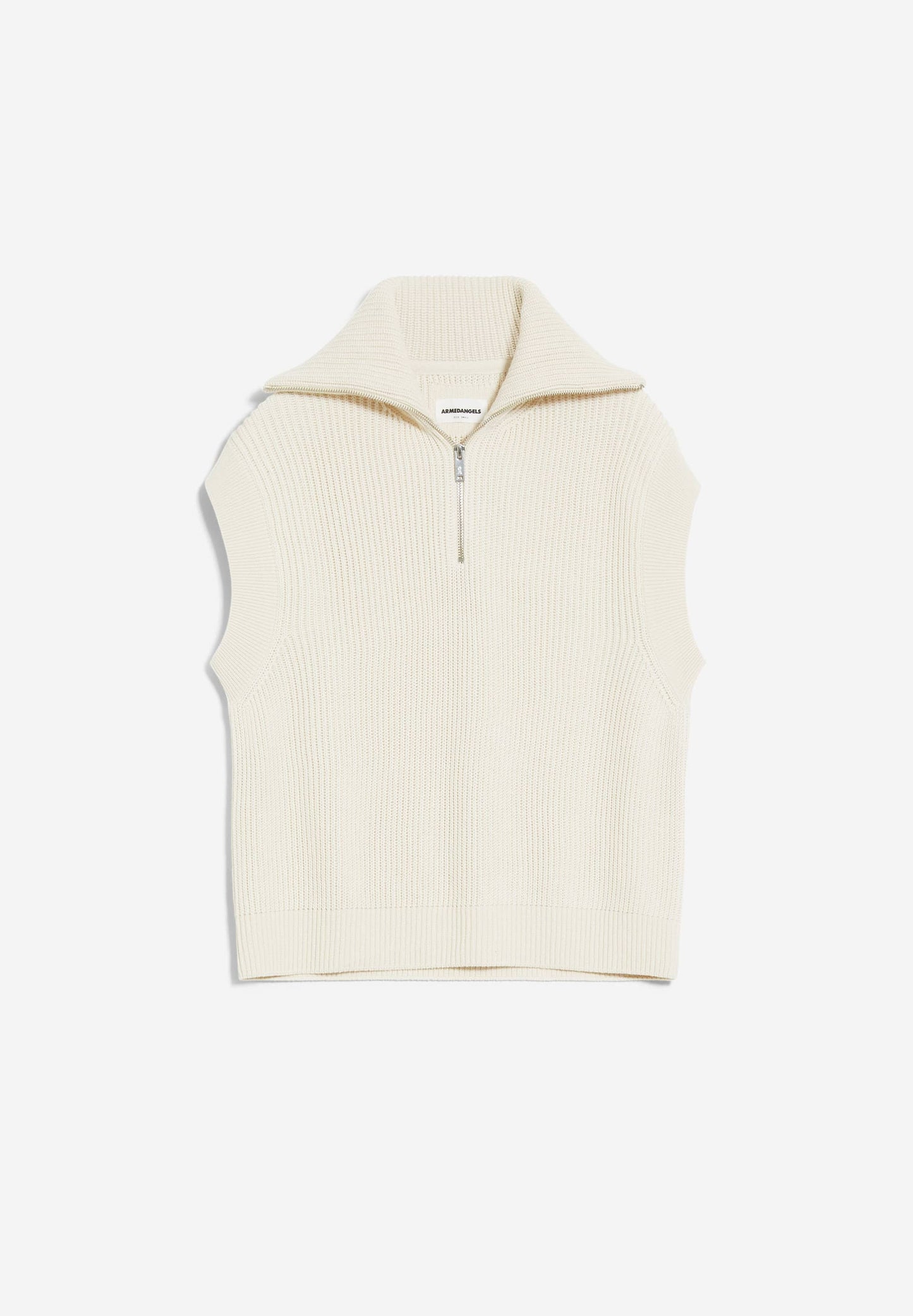 Pull col zippé sans manches  en coton bio | écru "aylaa undyed"