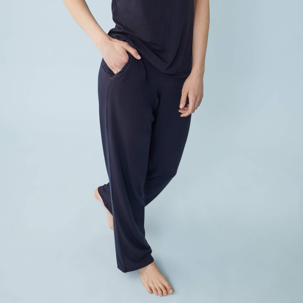 Pantalon pyjama fluide en lyocell | marine "azuma marine"