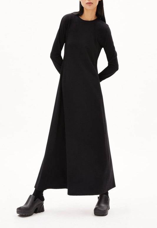 Robe longue en coton bio | noir "azuraa sol - black"