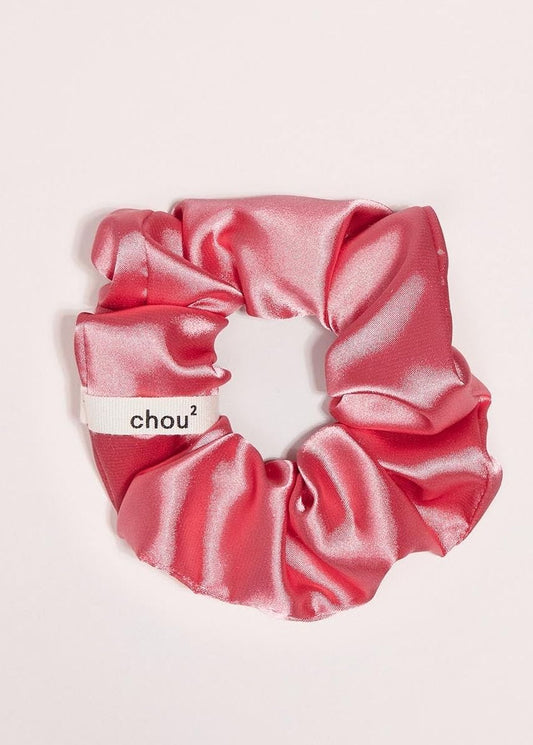 Chouchou en matière upcyclée | satin corail - orange | Orange