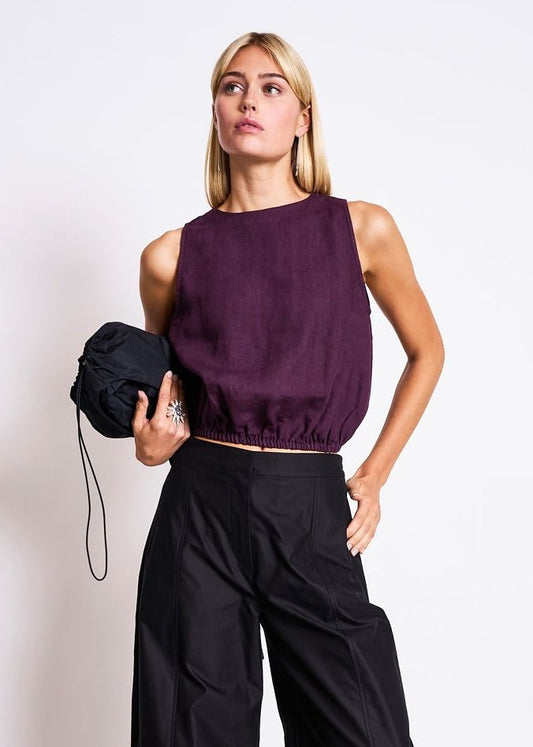 Top en lin | bordeaux "lupin - cherry lacquer" | Cherry lacquer
