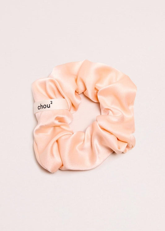 Chouchou en matière upcyclée | satin abricot | Orange