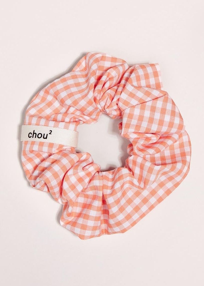 Chouchou en matière upcyclée | vichy orange | Orange