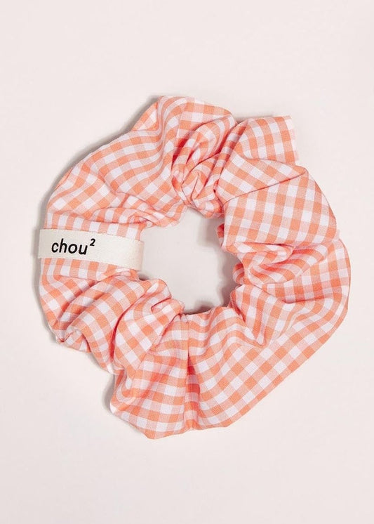 Chouchou en matière upcyclée | vichy orange | Orange