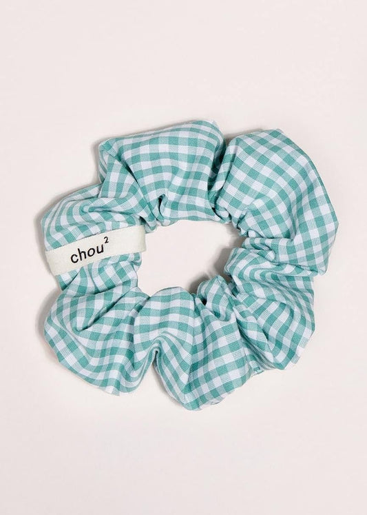 Chouchou en matière upcyclée | vichy vert | Vert