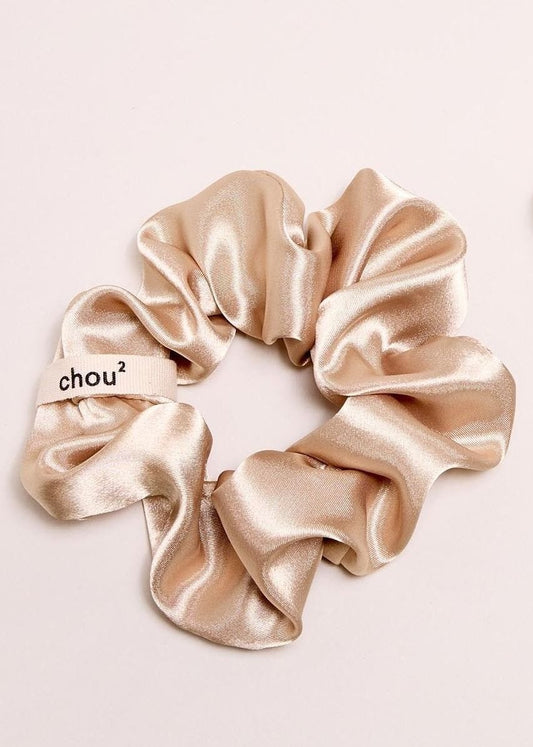 Chouchou en matière upcyclée | satin champagne - beige | Beige