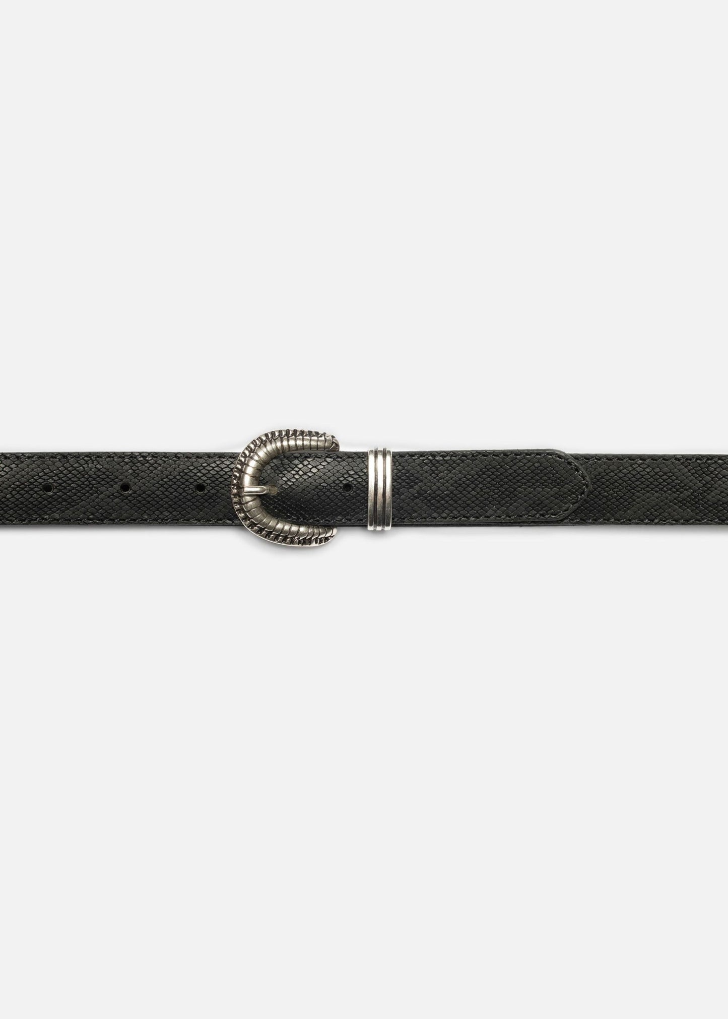 Ceinture en cuir à tannage végétal | noir "Faux reptile leather belt - black" | Black