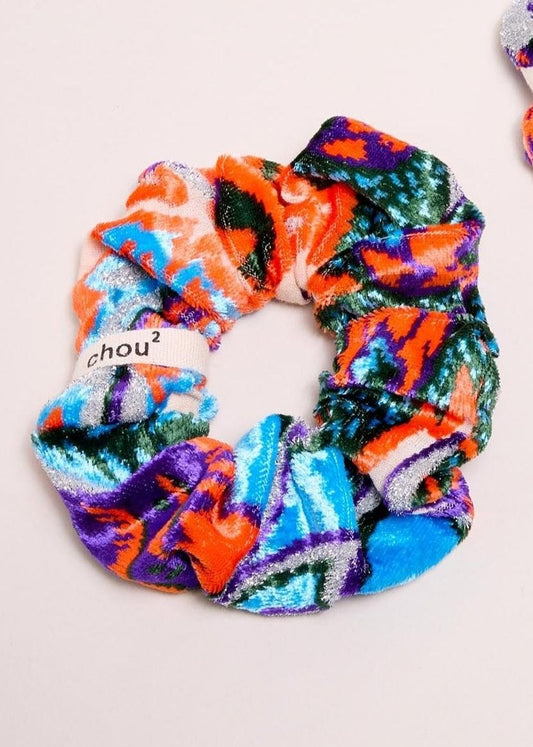 Chouchou en velours upcyclé | multicolor "dévoré" | Multicolor