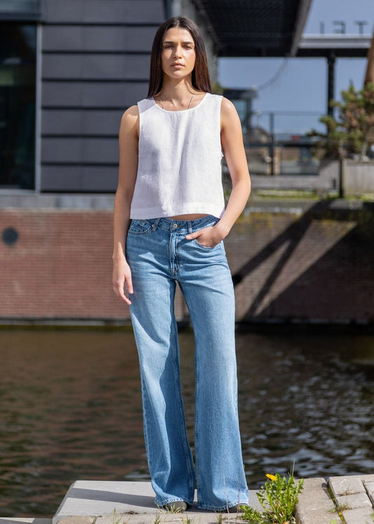 Jean évasé en coton bio | bleu "Jane hopcete electric mid - hopcete-electric-mid" | Hopcete-electric-mid