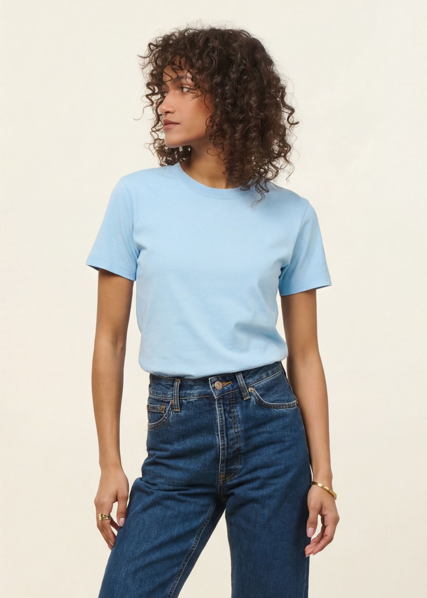 T-shirt en coton bio | bleu ciel | Bleu