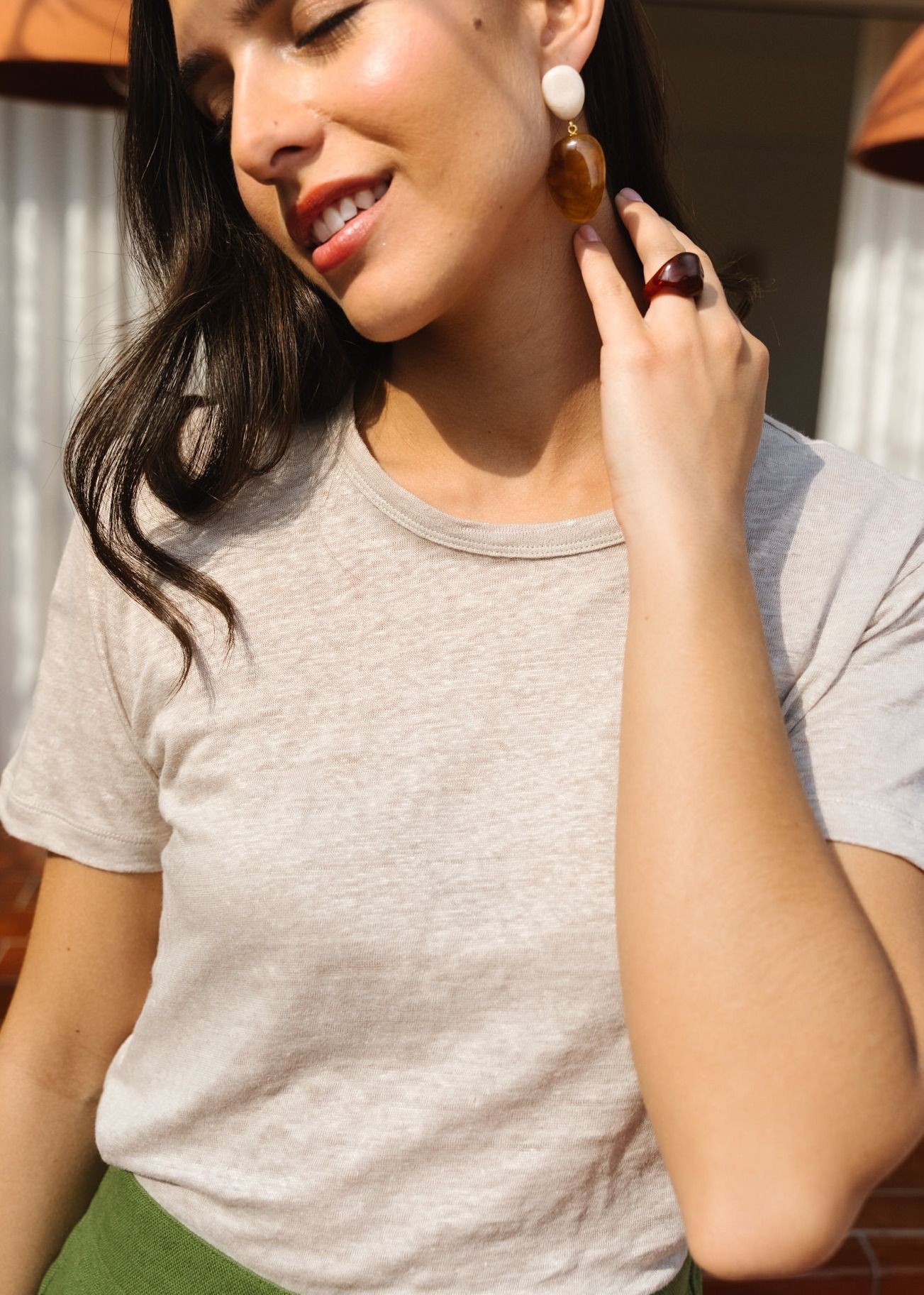 T-shirt lin upcyclé - beige | Beige