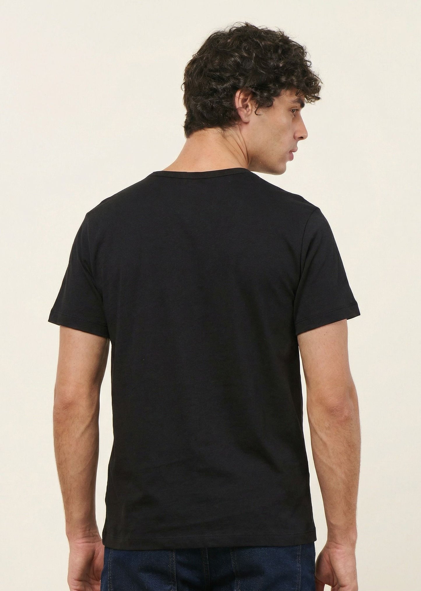 T-shirt classique en coton lin upcyclé | noir | Noir