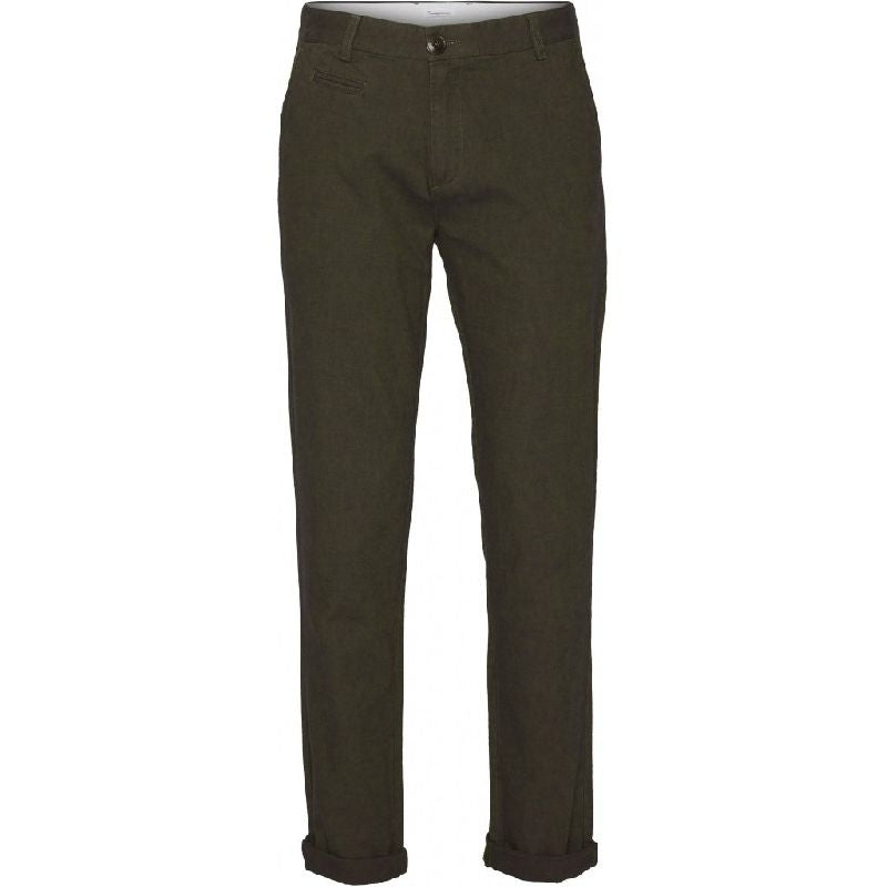 Pantalon chino droit flanelle vert forêt en coton bio - chuck
