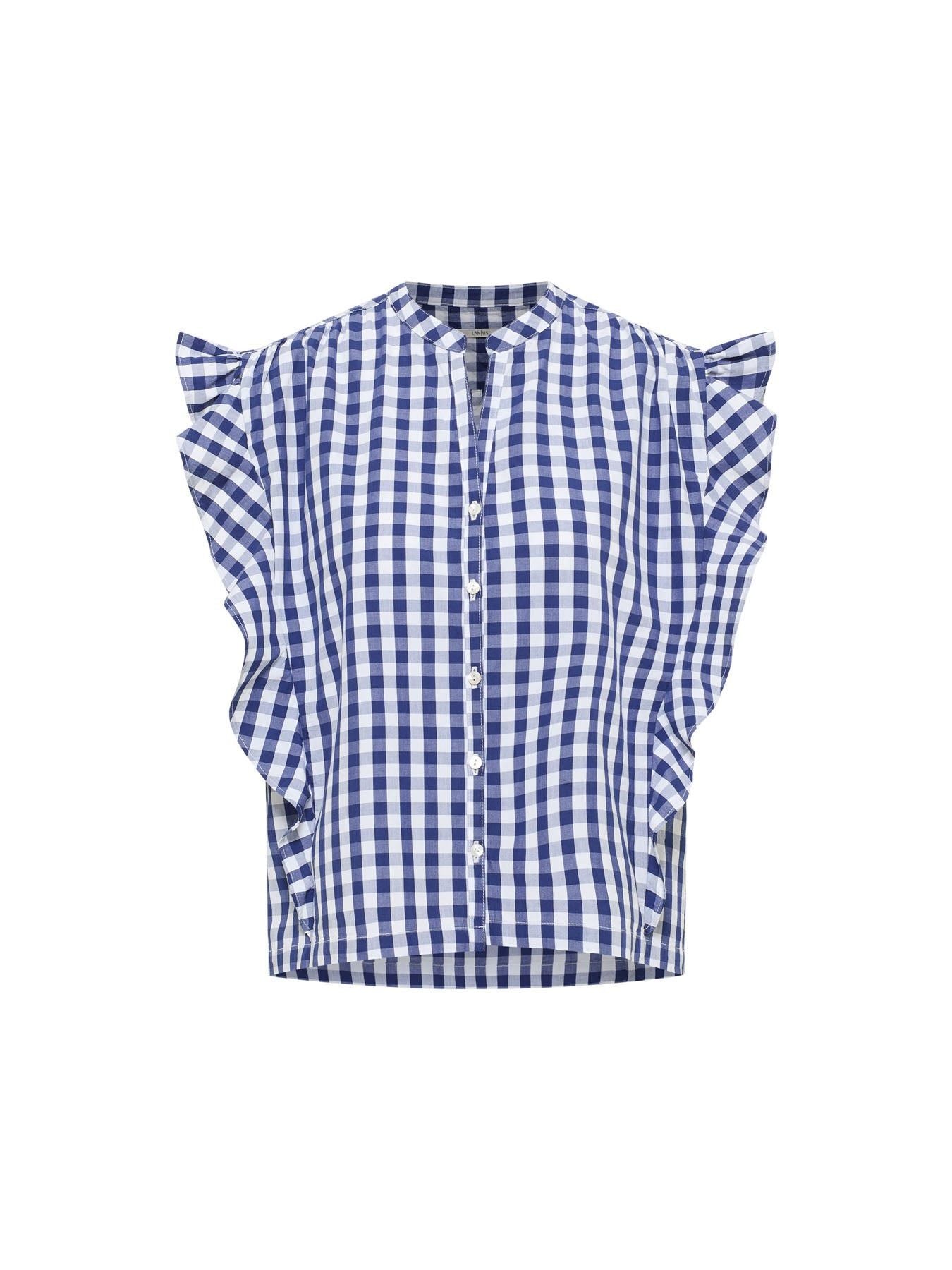 Blouse en coton bio | vichy bleu | Blue-white