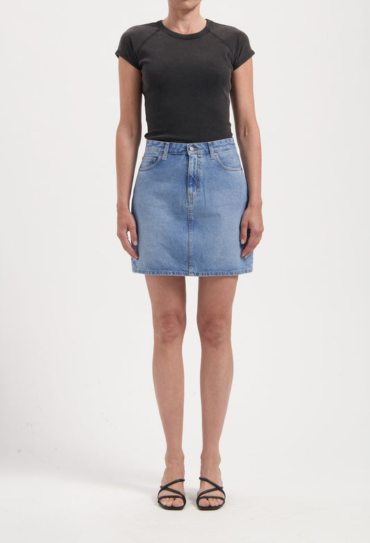 Jupe denim en coton bio et recyclé | bleu | Light stone vintage