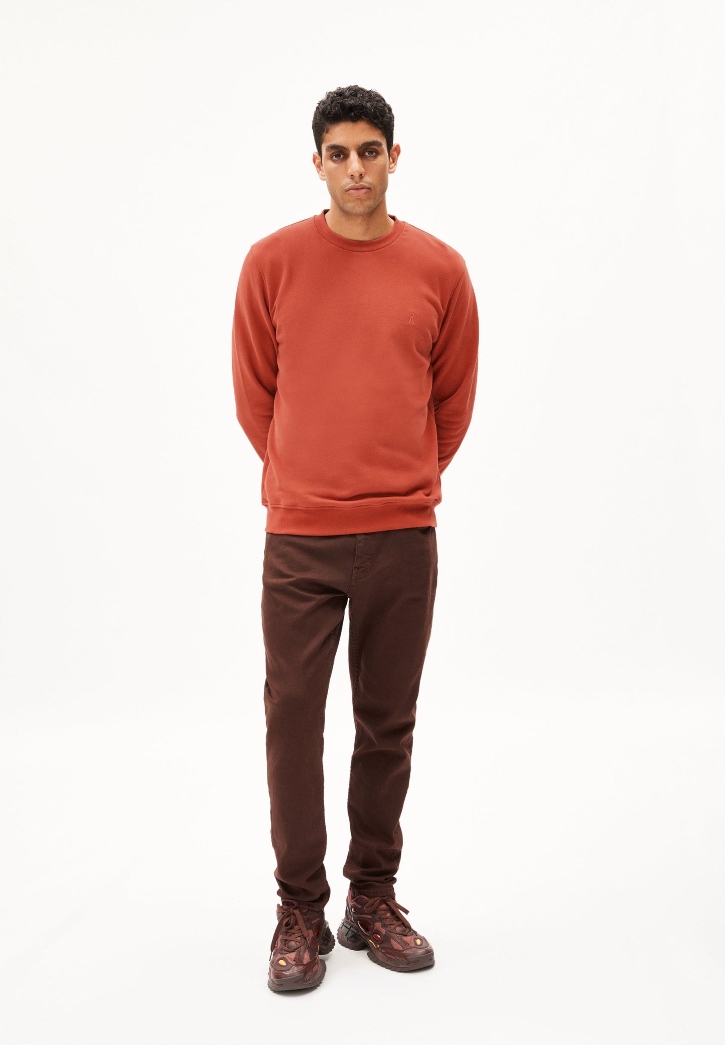 Sweat en coton bio et recyclé | orange "baaro comfort dark amber"
