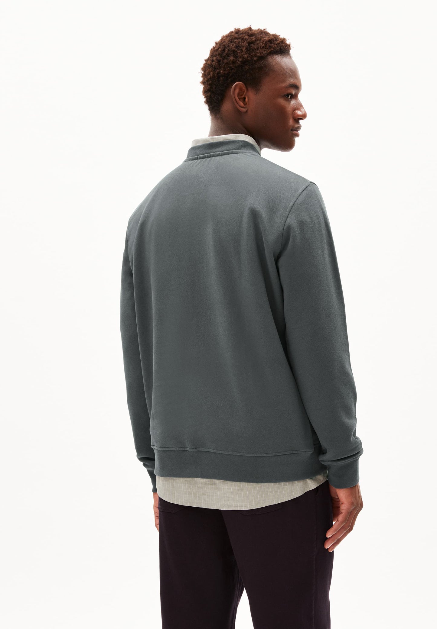 Sweat en coton bio | gris foncé "baaro comfort - space steel"