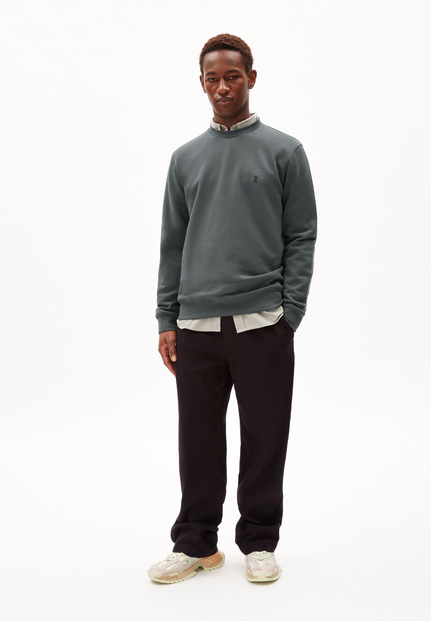 Sweat en coton bio | gris foncé "baaro comfort - space steel"