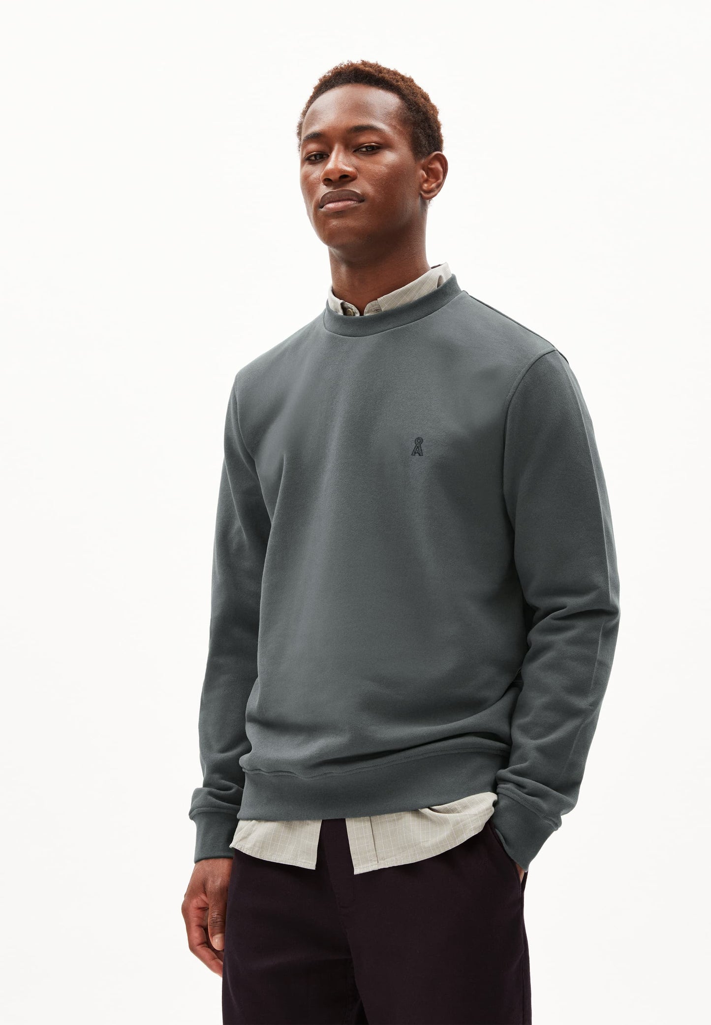 Sweat en coton bio | gris foncé "baaro comfort - space steel"
