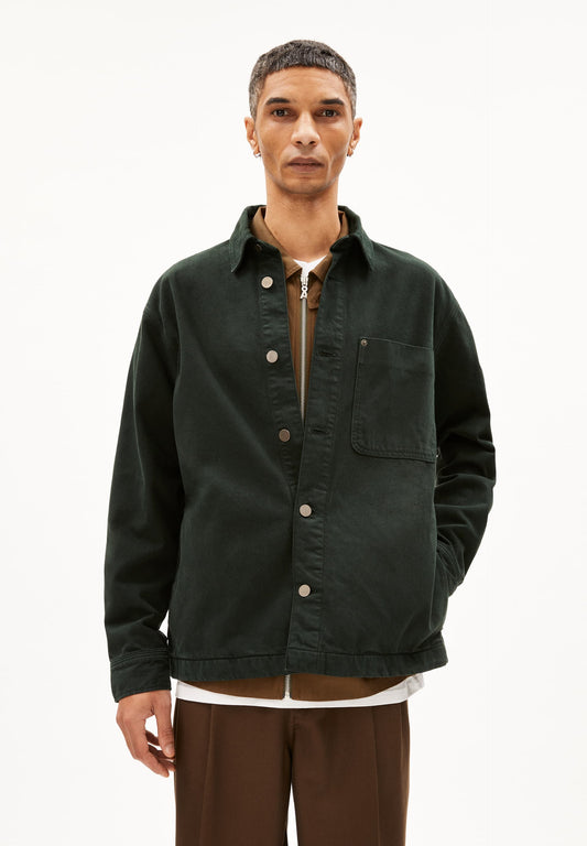 Surchemise en coton recyclé | vert "baasio gmt dye dark scarab"