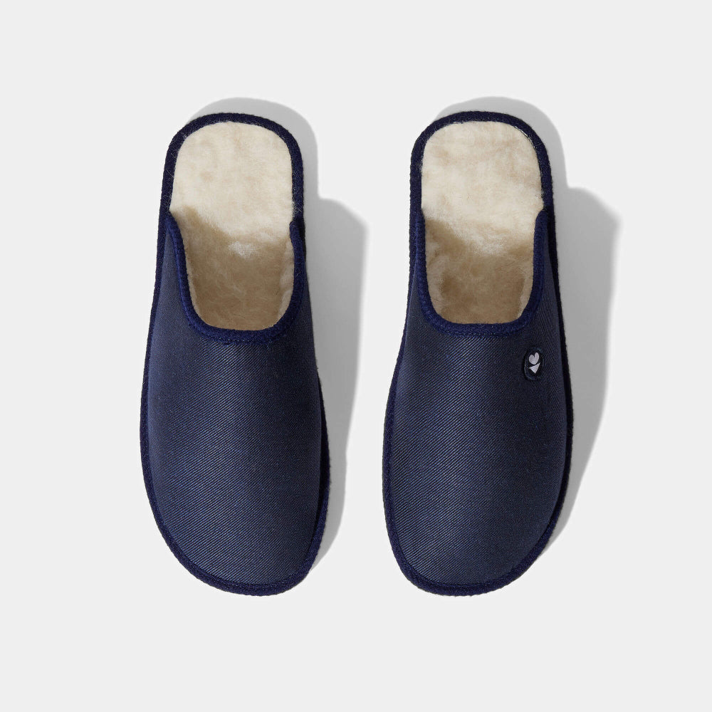 Pantoufles marines en lin et coton bio - balthazar indigo