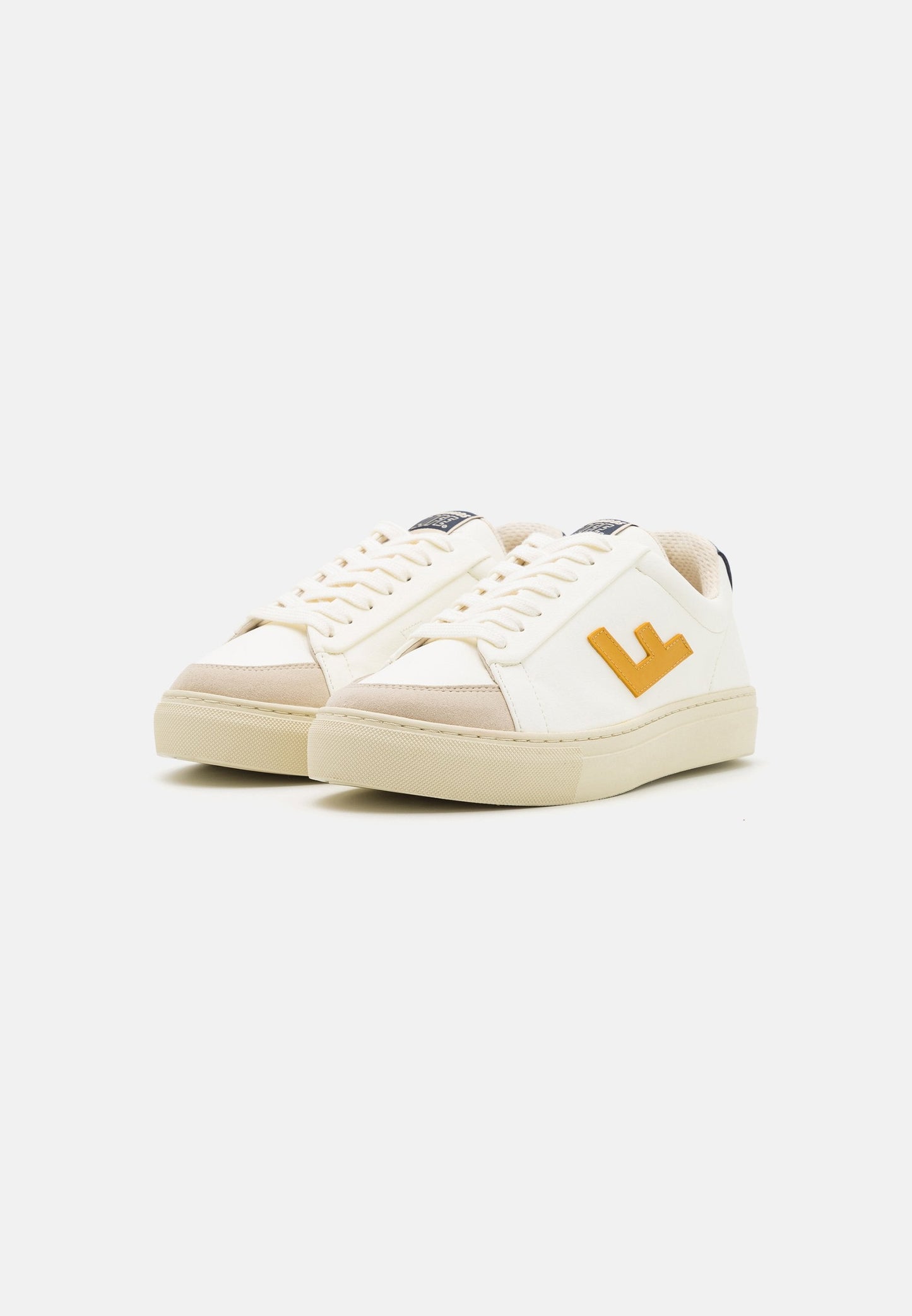 Baskets vegan en recyclé - classic 70s off white mustard ecru
