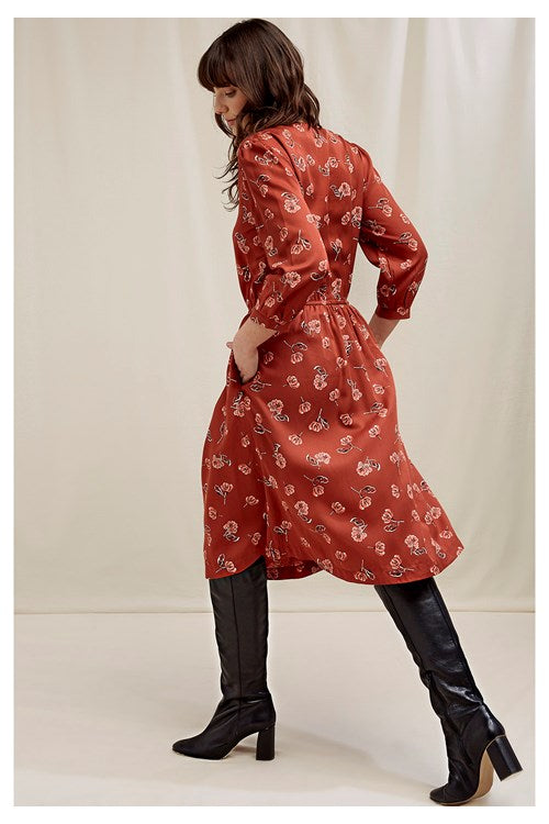 Robe rouge fleurie en tencel - Becky