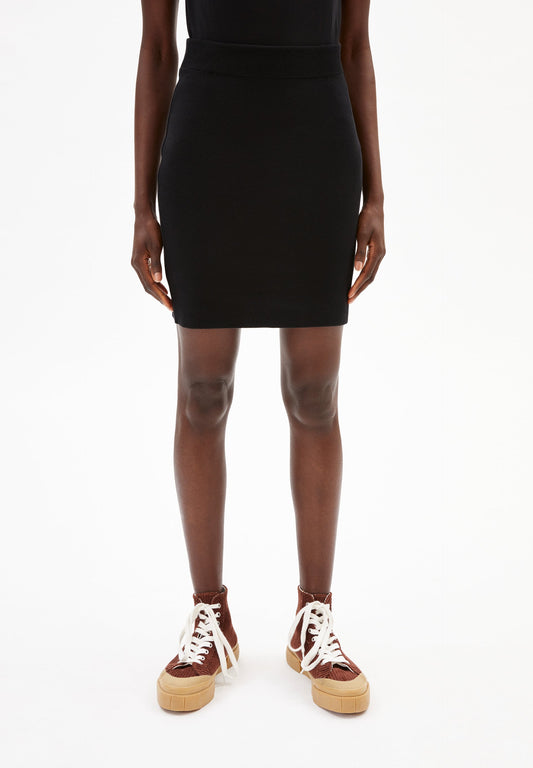 Jupe moulante noire en coton bio - bekaa black