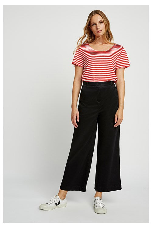 Pantalon large noir en coton bio et tencel - Bella