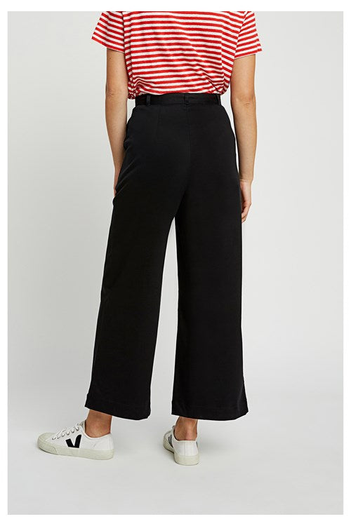 Pantalon large noir en coton bio et tencel - Bella