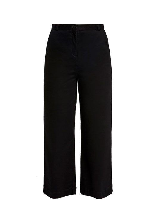 Pantalon large noir en coton bio et tencel - Bella