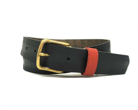 Ceinture en pneu upcyclé | noir et brique "Voiture brique"