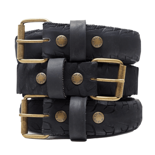 Ceinture upcyclée made in France | Noir "belt vélo noire moyenne"