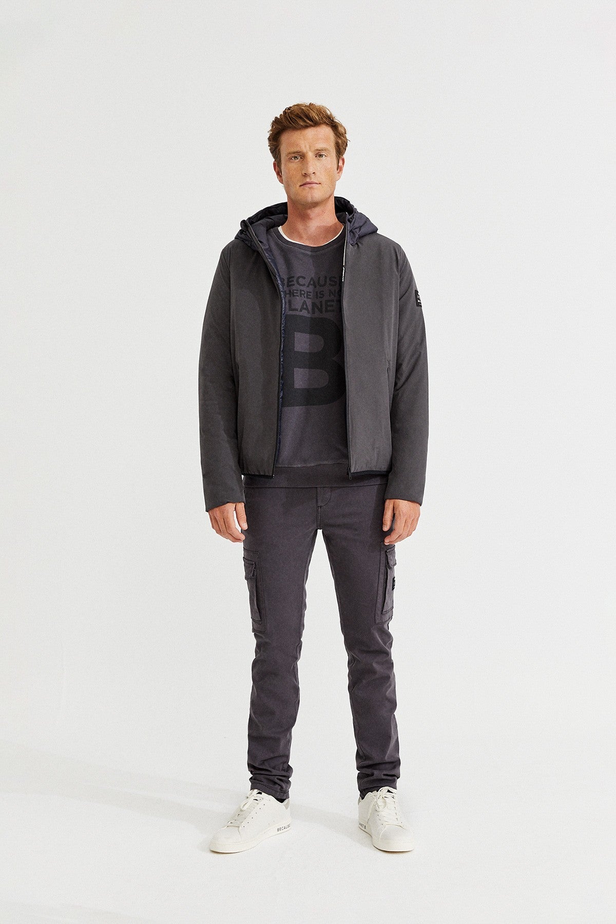 Manteau imperméable gris en recyclé - BERNA SWEAT TECH JACKET