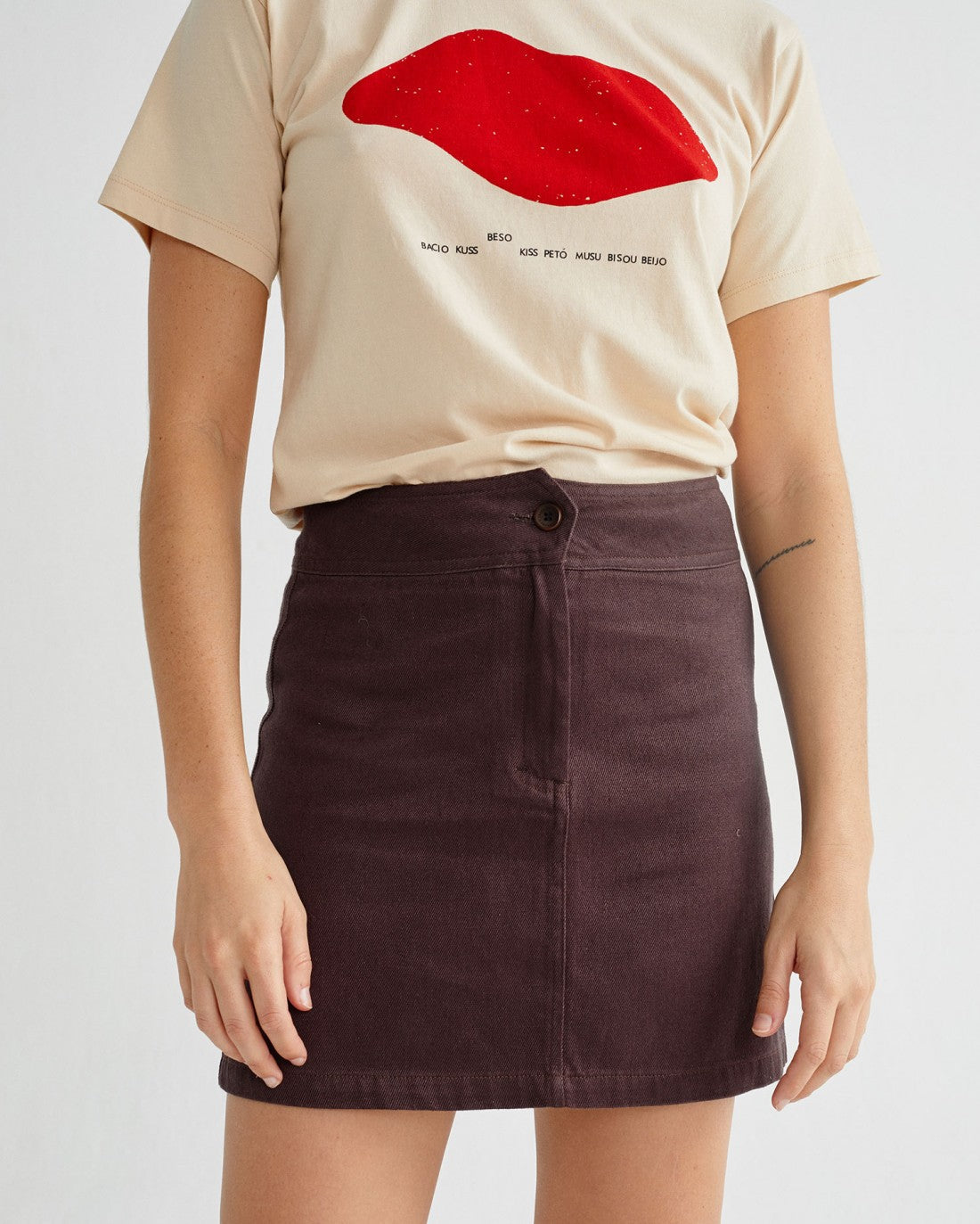 T-shirt imprimé écru en coton bio - Beso